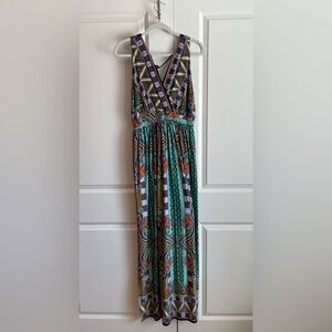 Le Lis Multi-Color Paisley Stretch Wrap Top Sleeveless Maxi Dress